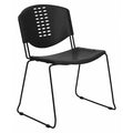 Stack Chair, Plastic, Black w/Black Frame