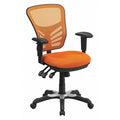 Contemporary Chair Mid-Back Exec Chair, Orange, Adjustable Arms, 18" to 23" Height, Mesh, Orange