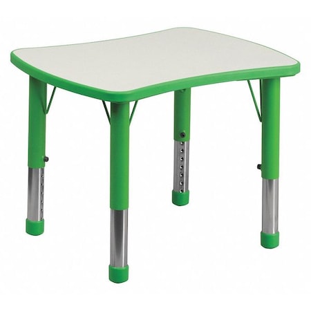 Rectangle Preschool Table, Green, 21-7/8"x26-5/8", Plastic, Steel, Green