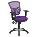 Contemporary Chair Mid-Back Task Chair, Adj. Arms, Purple, Adjustable Arms, 18" to 23" Height, Mesh