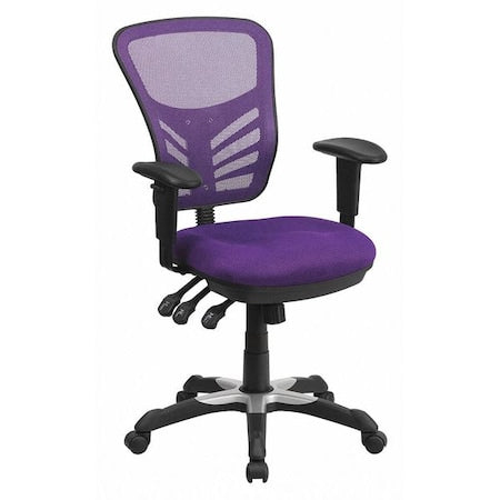 Contemporary Chair Mid-Back Task Chair, Adj. Arms, Purple, Adjustable Arms, 18" to 23" Height, Mesh