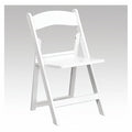 Resin Folding Chair w/Slatted Seat, Wht