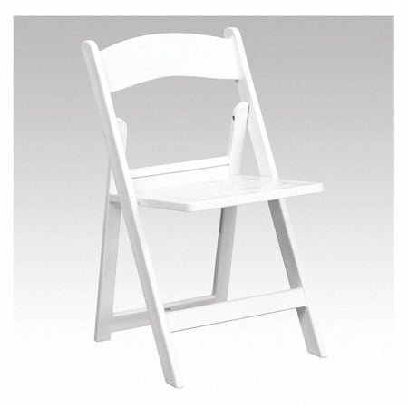 Resin Folding Chair w/Slatted Seat, Wht