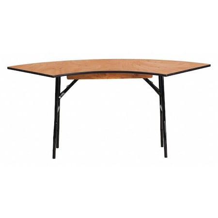 Serpentine Serpentine Wood Table, 65"x24", 24" W, 48" L, 30.25" H, Wood Top, Wood Grain