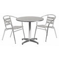 Round Table Set, Aluminum, Plastic, Stainless Steel, Grey
