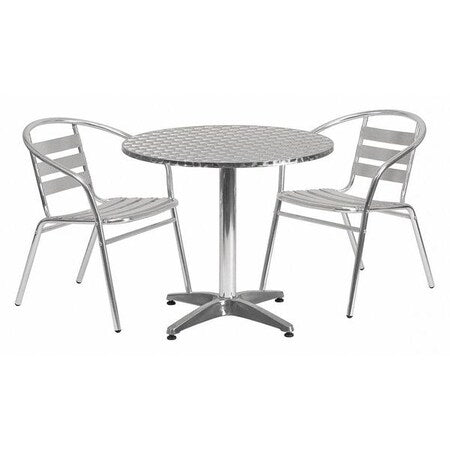Round Table Set, Aluminum, Plastic, Stainless Steel, Grey