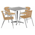 Square Table Set, Aluminum, Plastic, Rattan, Stainless Steel, Grey