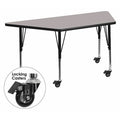 Trapezoid Activity Table, Chrome, Laminate, Particleboard, Steel, Grey