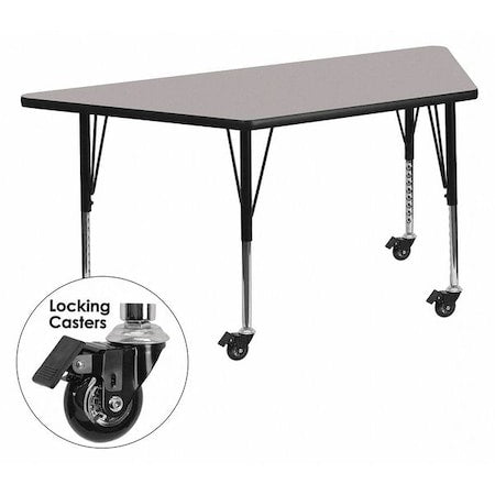 Trapezoid Activity Table, Chrome, Laminate, Particleboard, Steel, Grey