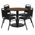 Round Table Set, 36" W, 36" L, 30" H, Laminate, Wood Grain