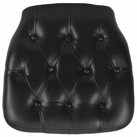 Tufted Chair Cushion, Black Vinyl