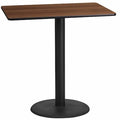 Rectangle Walnut Table, Rctngl w/Round Base, 24"x42", Laminate Top, Wood Grain