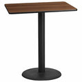 Rectangle Walnut Table, Rctngl w/Round Base, 30"x42", 30" W, 42" L, 43.125" H, Laminate Top