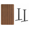 Rectangle Walnut Table, Rectangle w/T-Base, 30"x48", 30" W, 48" L, 31.125" H, Laminate Top
