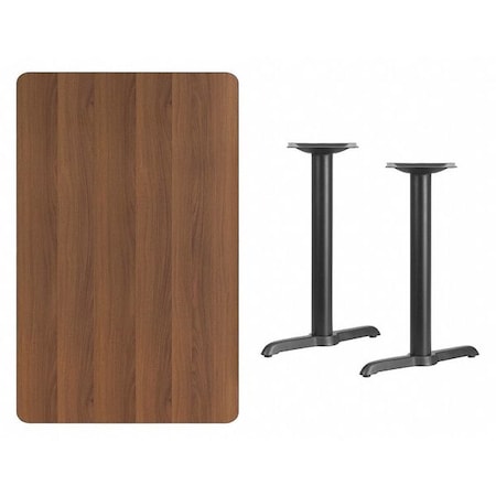 Rectangle Walnut Table, Rectangle w/T-Base, 30"x48", 30" W, 48" L, 31.125" H, Laminate Top