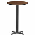 Round Walnut Table Top, Round w/X-Base, 24", 24" W, 24" L, 43.125" H, Walnut