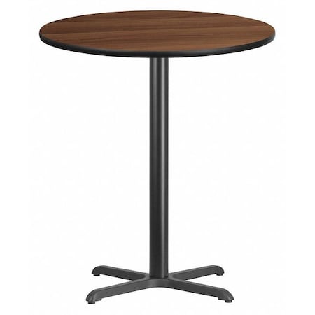 Round Walnut Table Top, Round w/X-Base, 36", Laminate Top, Wood Grain