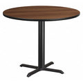 Round Walnut Table Top, Round w/X-Base, 42", Laminate Top, Wood Grain