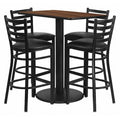 Rectangle Wal Bar Table, Rctngl w/Rnd Base, Blk Seat, Laminate Top, Wood Grain