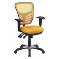 Contemporary Chair Mid-Back Exectv Chair w/Adj. Arms, Yl/Org, Adjustable Arms, 18" to 23" Height