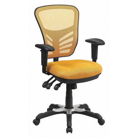 Contemporary Chair Mid-Back Exectv Chair w/Adj. Arms, Yl/Org, Adjustable Arms, 18" to 23" Height