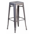 30" Clear Coat Silver Backless Metal Stool