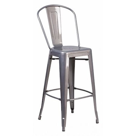 Lincoln 30'' High Silver Antique Finish with Clear Coat Indoor Barstool with Back