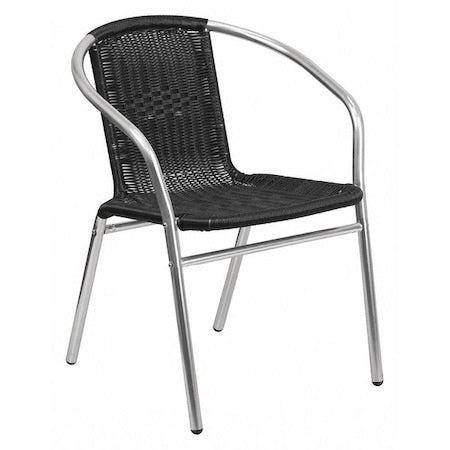Contemporary Restaurant Stack Chair, Aluminum and Black Seat, Black Back, 21.75 W 22" L 29 H