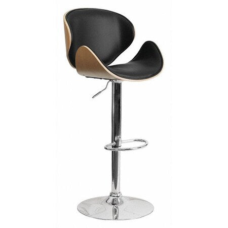 Beechwood Barstool w/Curved Back,Blk