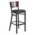 Slat Stool, Blk/Walnut, Black Vinyl Seat