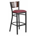 Slat Stool, Blk/Walnut, Burgundy Vnyl Sea