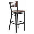 Slat Stool, Blk/Walnut, Wood Seat