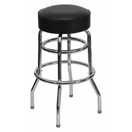 30.25"H Chrome Stool w/Black Seat