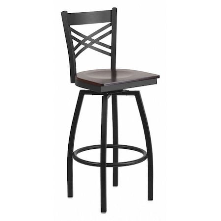 Swivel Batstool, X Back, Walnut Seat