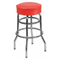 Double Ring Chrome Stool, Red Seat