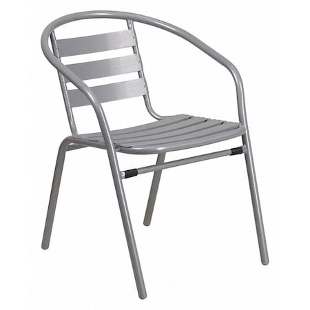Contemporary Restaurant Stack Chair, Silver Seat, Gray Back, 21.5 W 24" L 28.5 H, Integrated
