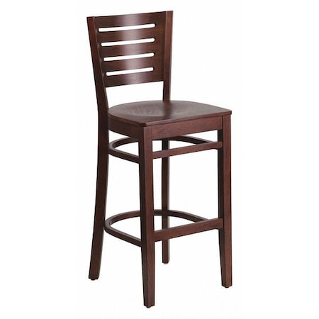 Wood Barstool, Walnut, Slat Back