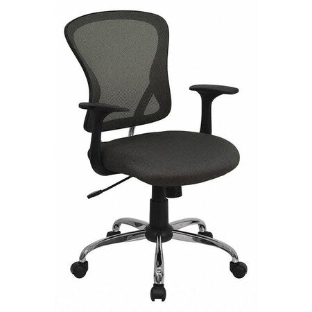 Task Chair, 18" to 22", Fixed Arms, Dark Gray