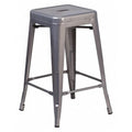 Clear Backless Metal Stool, 24"