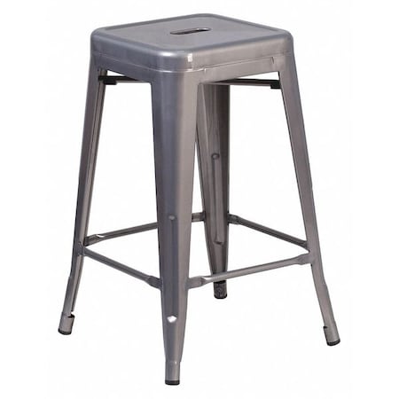 Clear Backless Metal Stool, 24"