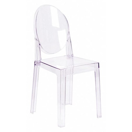 Contemporary Ghost Chair, Transparent Crystal Seat, 15.75 W 20-1/4" L 35 H