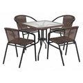 Square Table Set, Aluminum, Glass, Metal, Plastic, Rattan, Clear