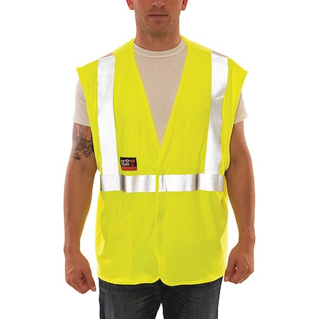FR Hi-Vis Safety Vest Xl Class 2 , Hook & Loop 2 Pockets