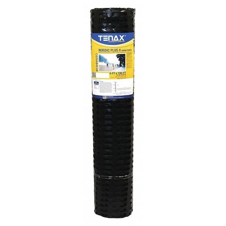 Nordic Plus II High Density Polyethylene Snow Fence 4 FT X 100 FT Black, Oval Mesh Size 3.5in X 0.9in