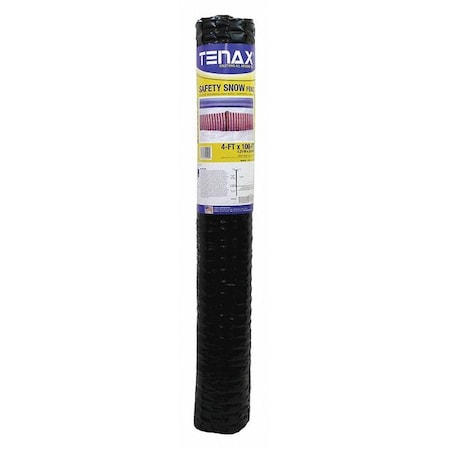 Safety, SnowFence, 4 FT. x 100 FT. Black, Oval Mesh Size 3.8 in X 1.1 in