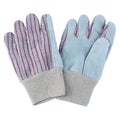 Leather Gloves, Cotton, Knit Cuff, Straight Thumb, Full Finger, Red Striped, L, 1 PR