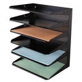 File Holder, Black, Steel, 12 in W, 8 3/4 in L, 14 3/4 in H, 6 Number of Compartments