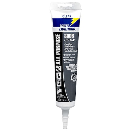 Acrylic Latex Elastomeric Sealant, 5 oz, Tube, Clear, Acrylic Latex Base, 3006 Ultra