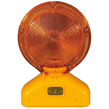 Barricade Light, Amber, 11-1/2" Height, Polycarbonate Lens, Battery, LED, 55 to 75 FPM, Bolt-On