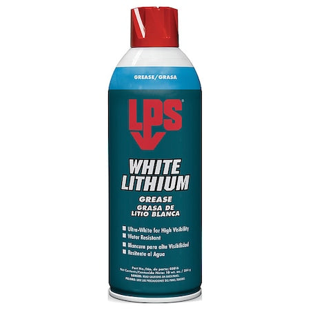 Multipurpose Grease, White Lithium, NLGI Grade 2, 16 oz Aerosol Can, White